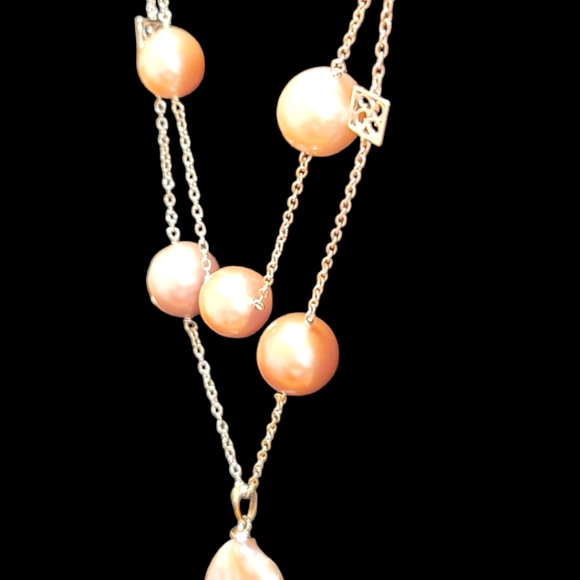 🔥PRICE CUT🔥NWT BAROQUE PEARL LAYERED RHODIUM OVER STERLING SILVER NECKLACE - Picture 7 of 16